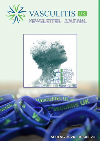 Image of front cover of Spring 2026 issue of Vasculitis UK Newsletter and Journal